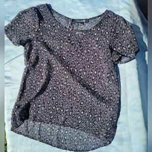 Forever 21 Gray And Pink Sheer Leopard Print Blouse Small